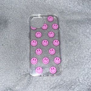 pink smiley face phone case